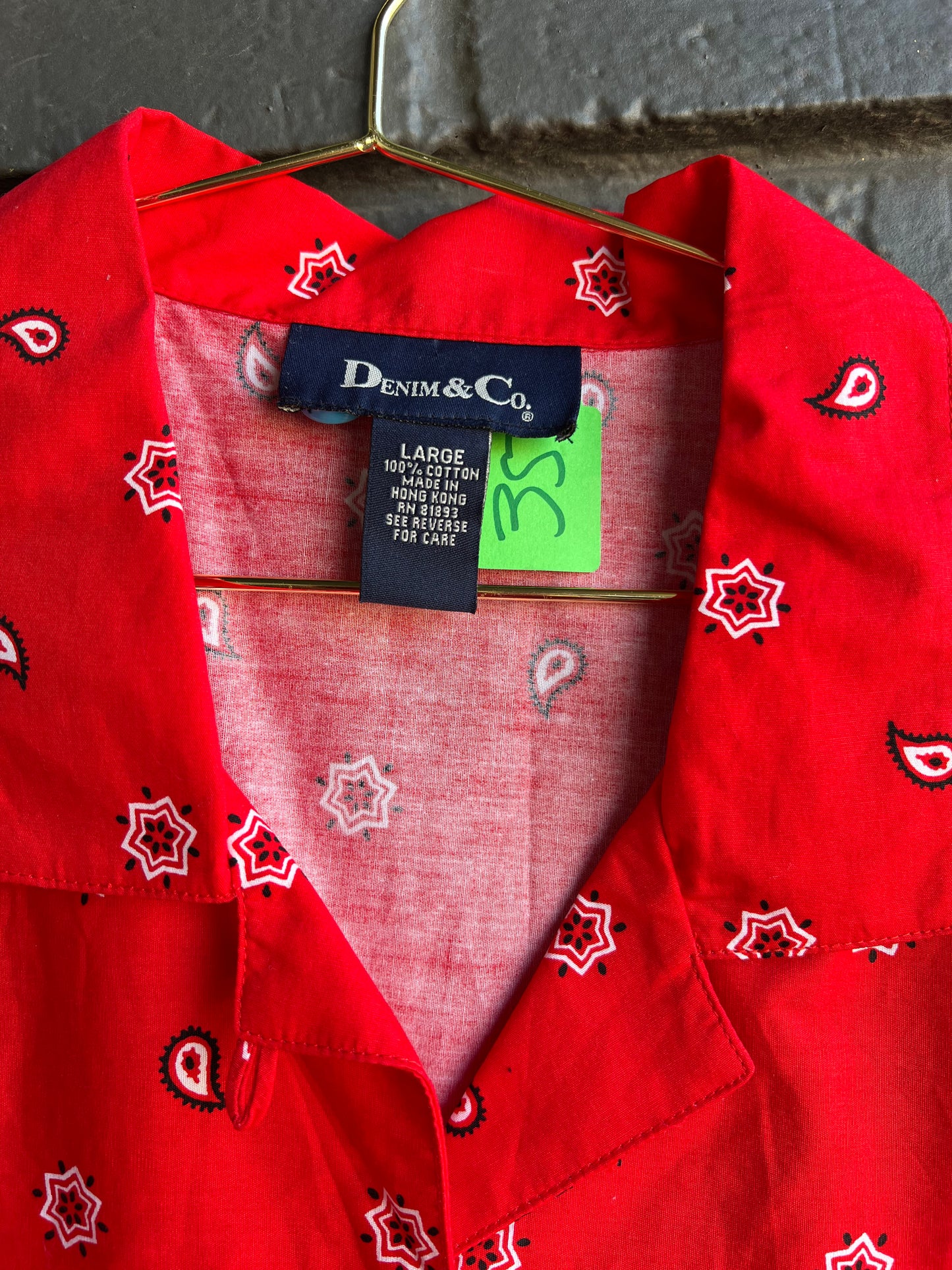Red bandana button down vintage top