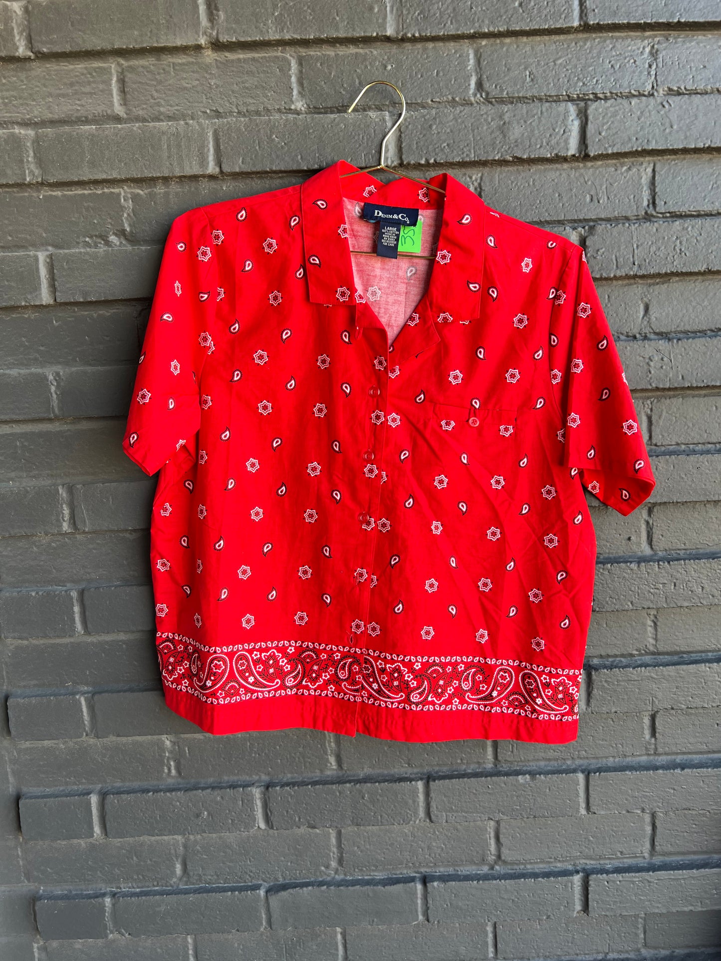 Red bandana button down vintage top