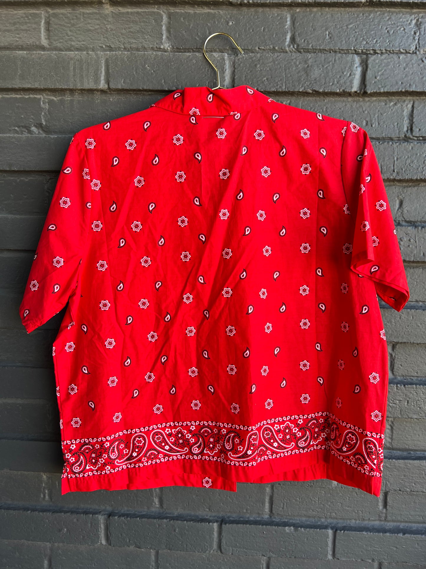 Red bandana button down vintage top