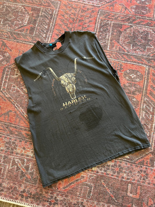 Harley Davison distressed vintage muscle tshirt 90s