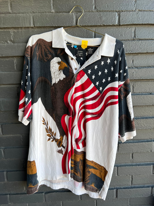 American Flag Eagle vintage polo
